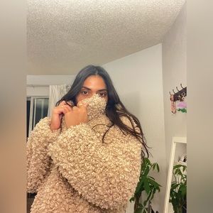 Zara, Teddy coat, Long coat, Fax Sheep skin,